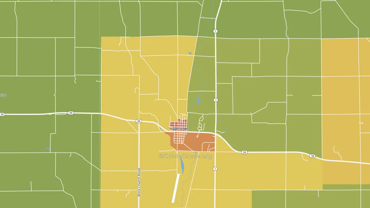 Hagerstown, IN Map of Murder Rates