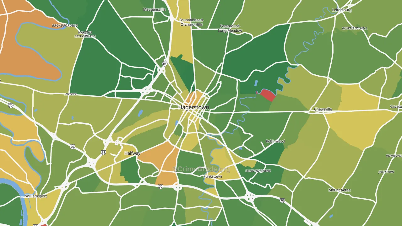 Hagerstown, MD Map of Murder Rates