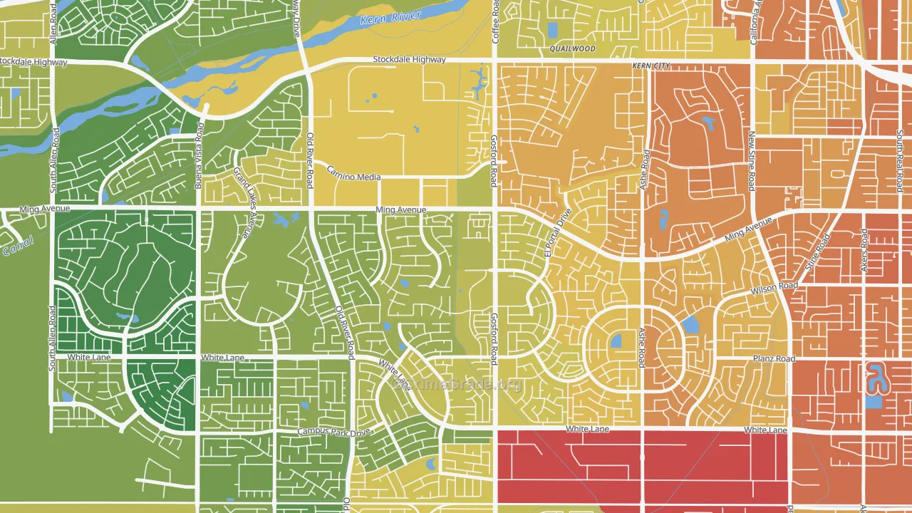 Haggin Oaks, Bakersfield, CA Map of Murder Rates