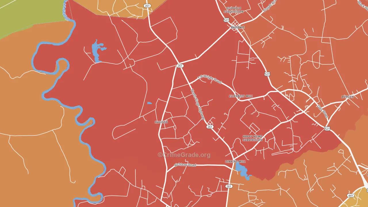 Hagood, SC Map of Murder Rates