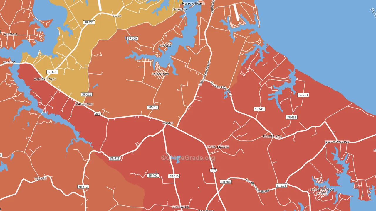 Hague, VA Map of Murder Rates