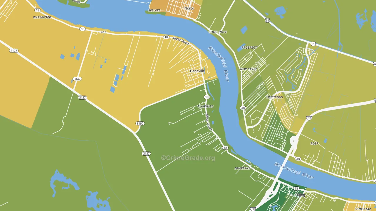 Hahnville, LA Map of Murder Rates