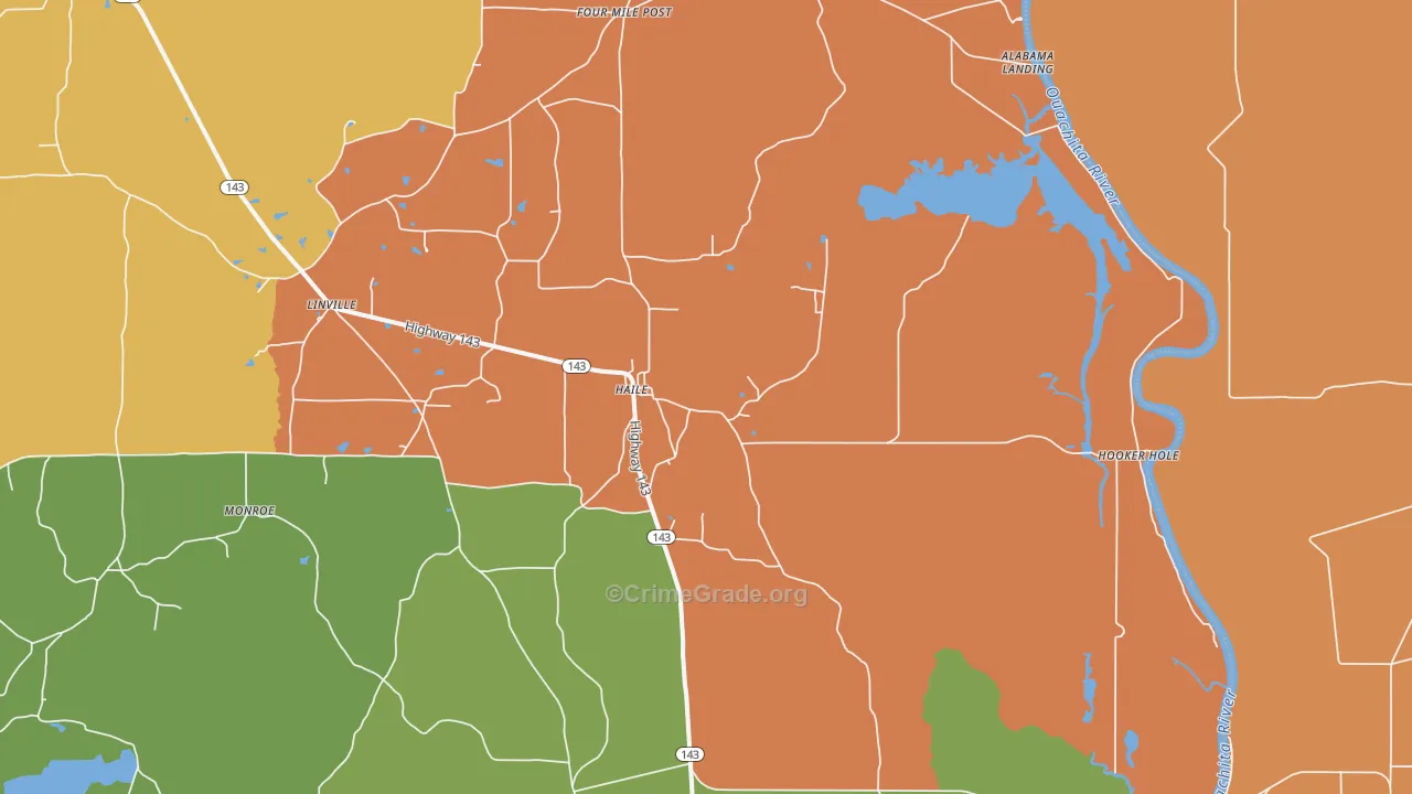 Haile, LA Map of Murder Rates