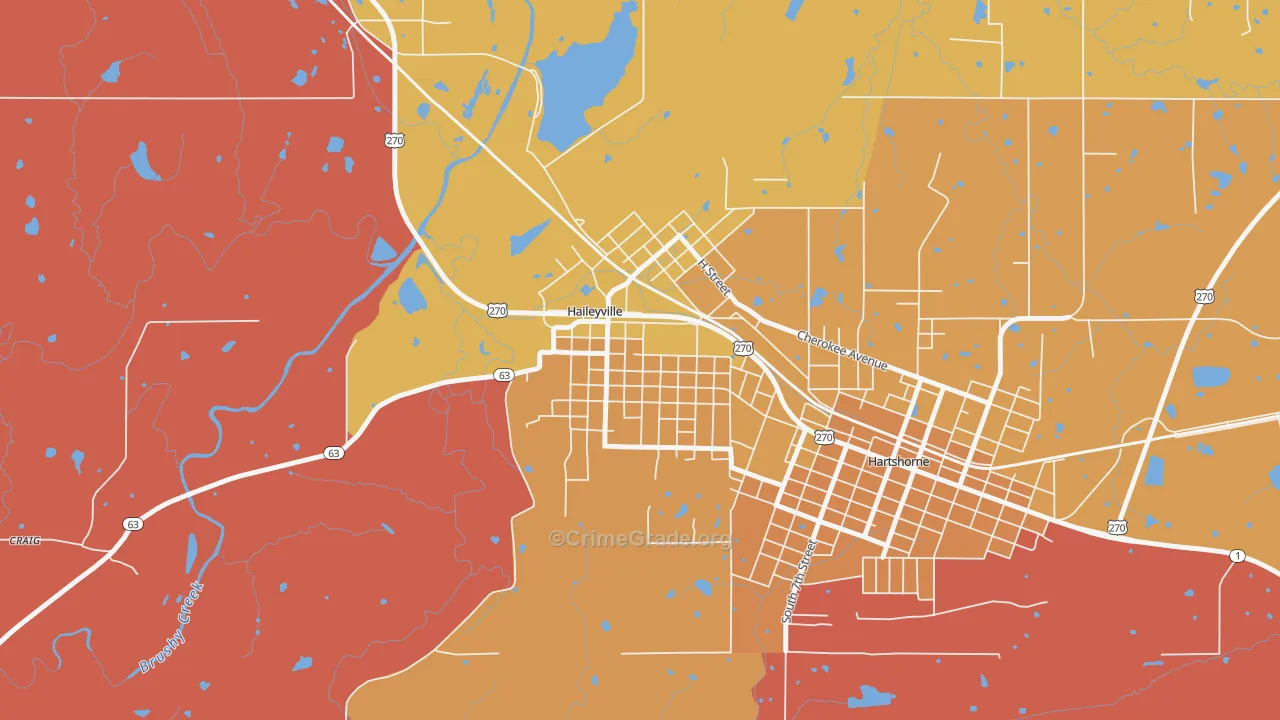 Haileyville, OK Map of Murder Rates