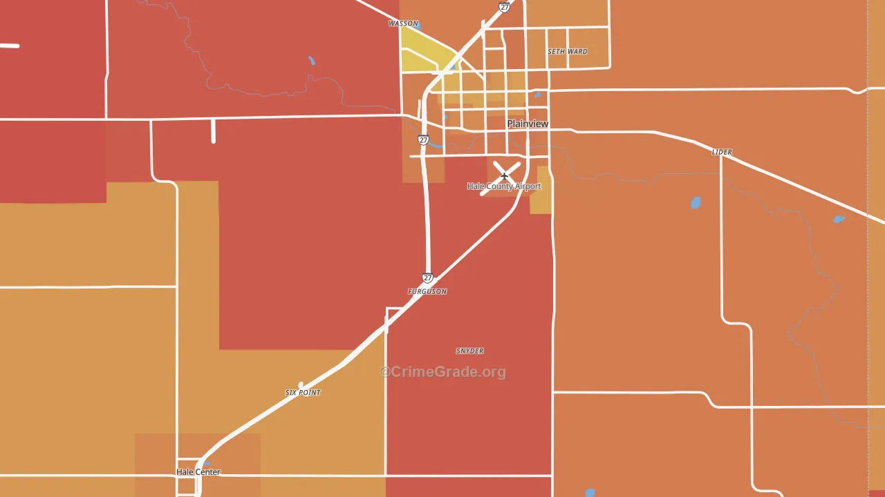 Hale County, TX Map of Murder Rates