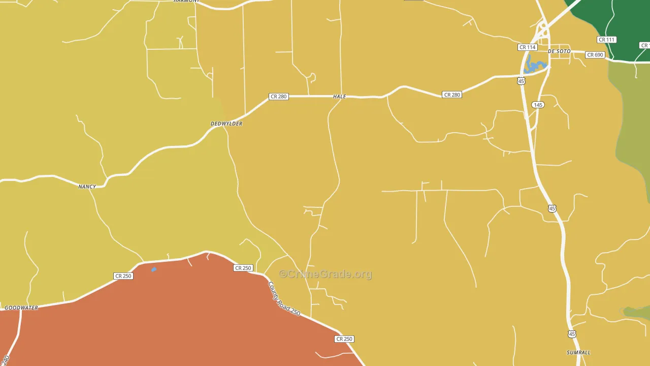 Hale, MS Map of Murder Rates