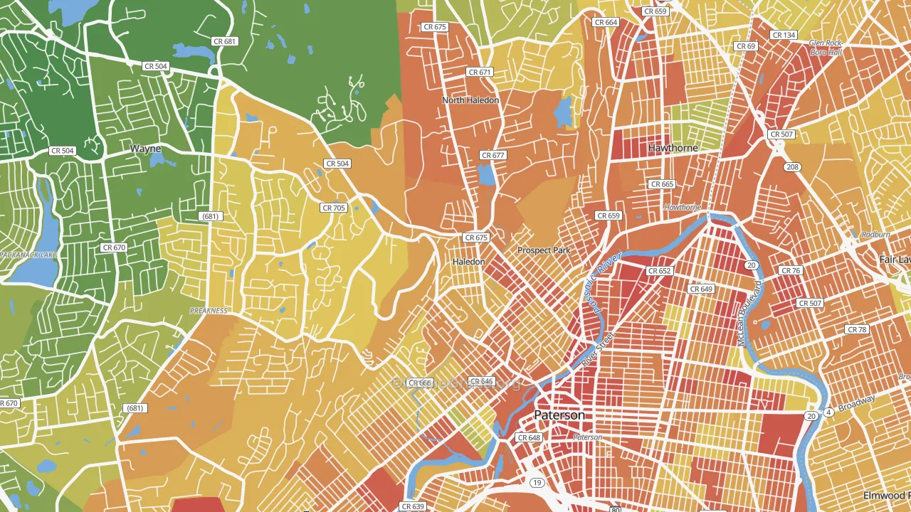 Haledon, NJ Map of Murder Rates