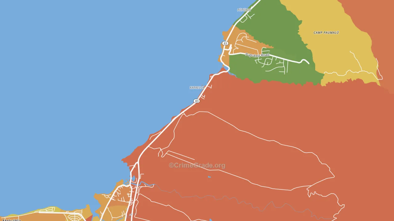 Haleiwa, HI Map of Murder Rates