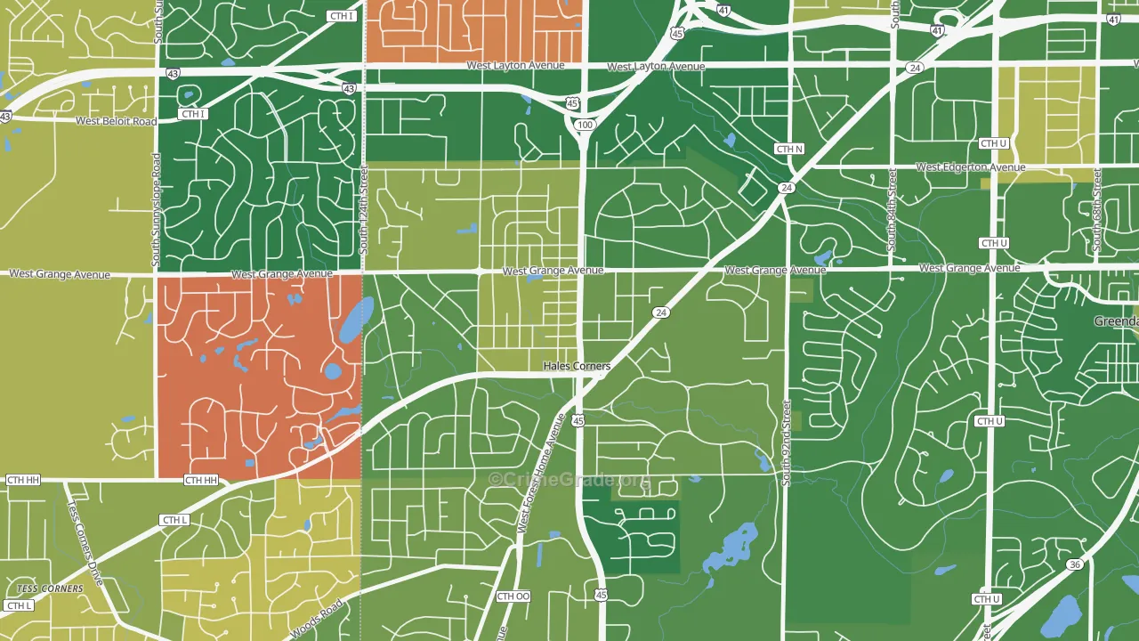 Hales Corners, WI Map of Murder Rates