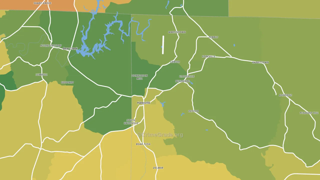 Haleyville, AL Map of Murder Rates