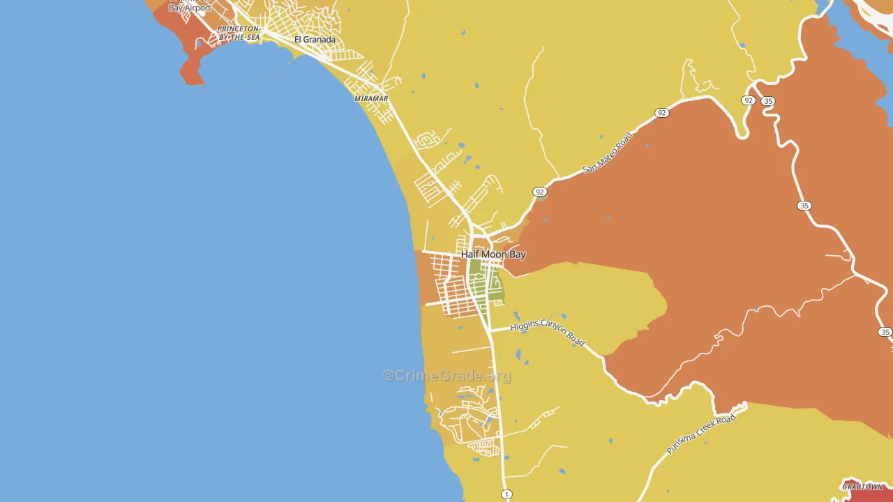 Half Moon Bay, CA Map of Murder Rates