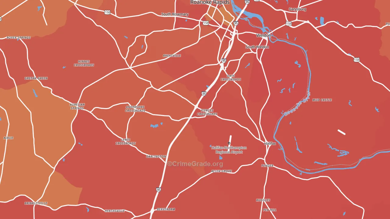 Halifax County, NC Map of Murder Rates