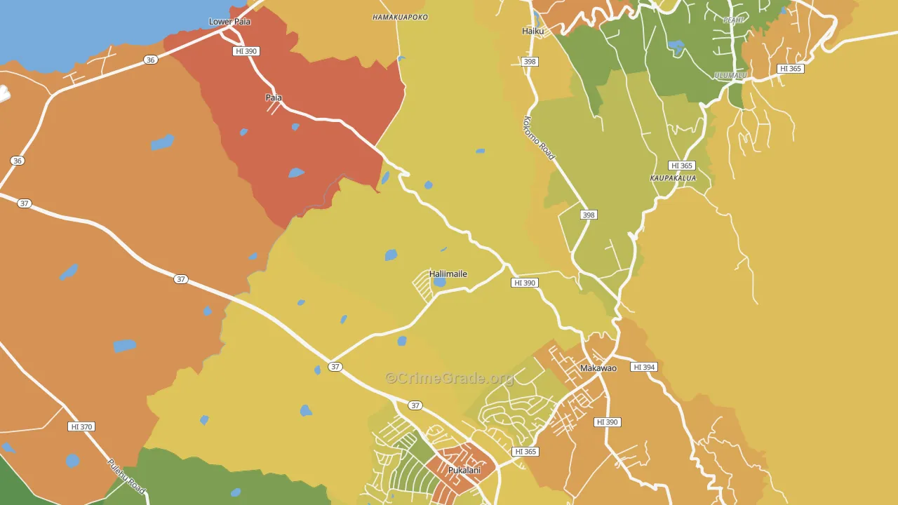 Haliimaile, HI Map of Murder Rates
