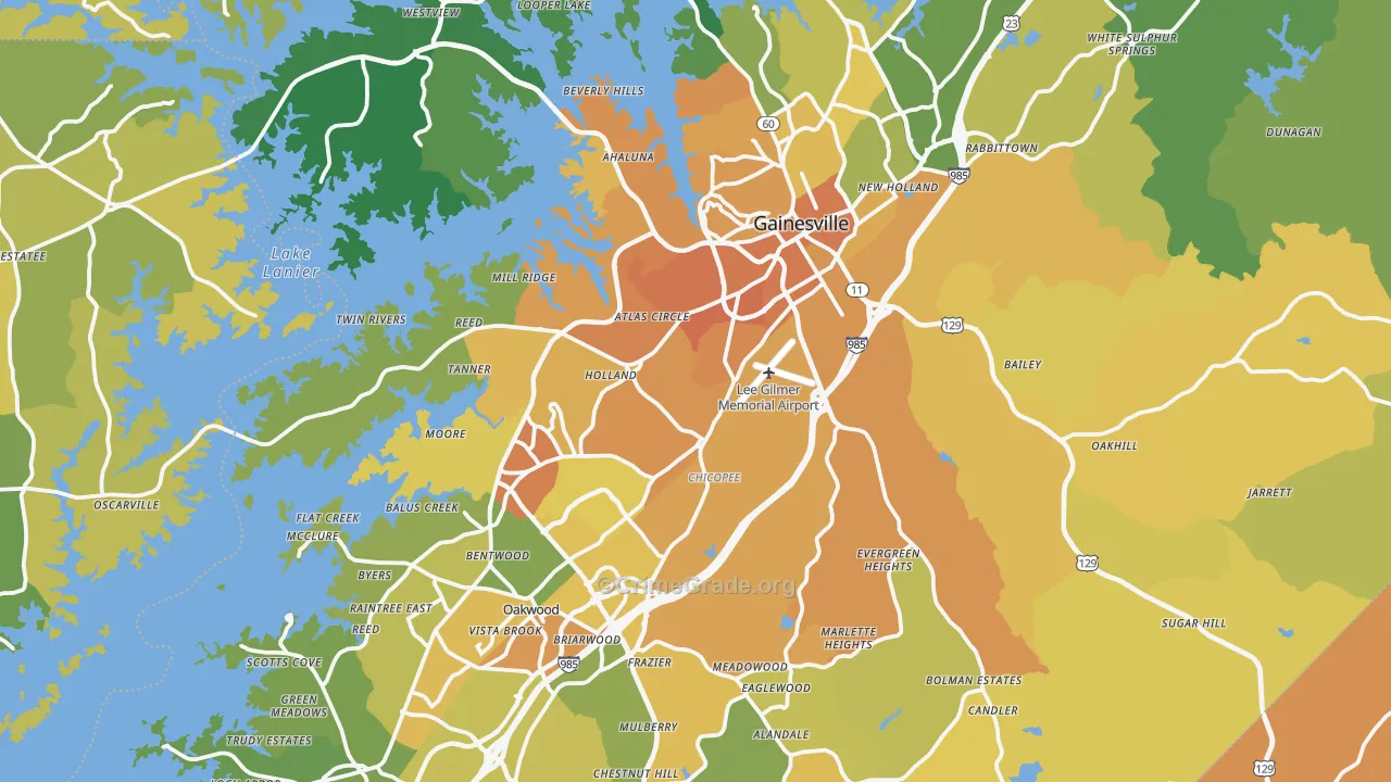 Hall County, GA Map of Murder Rates
