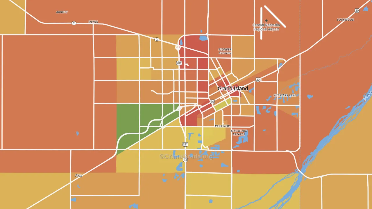 Hall County, NE Map of Murder Rates