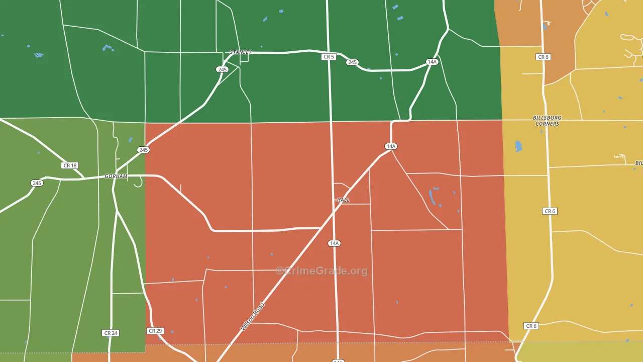 Hall, NY Map of Murder Rates