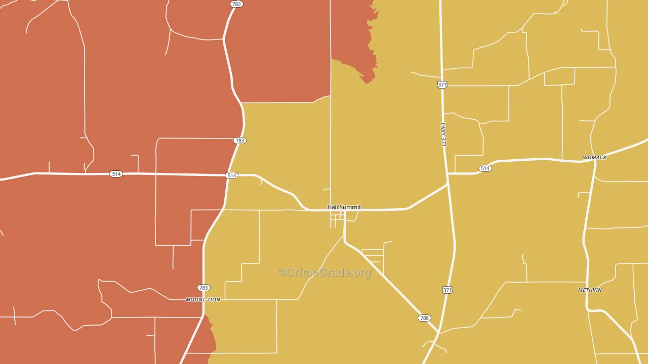 Hall Summit, LA Map of Murder Rates