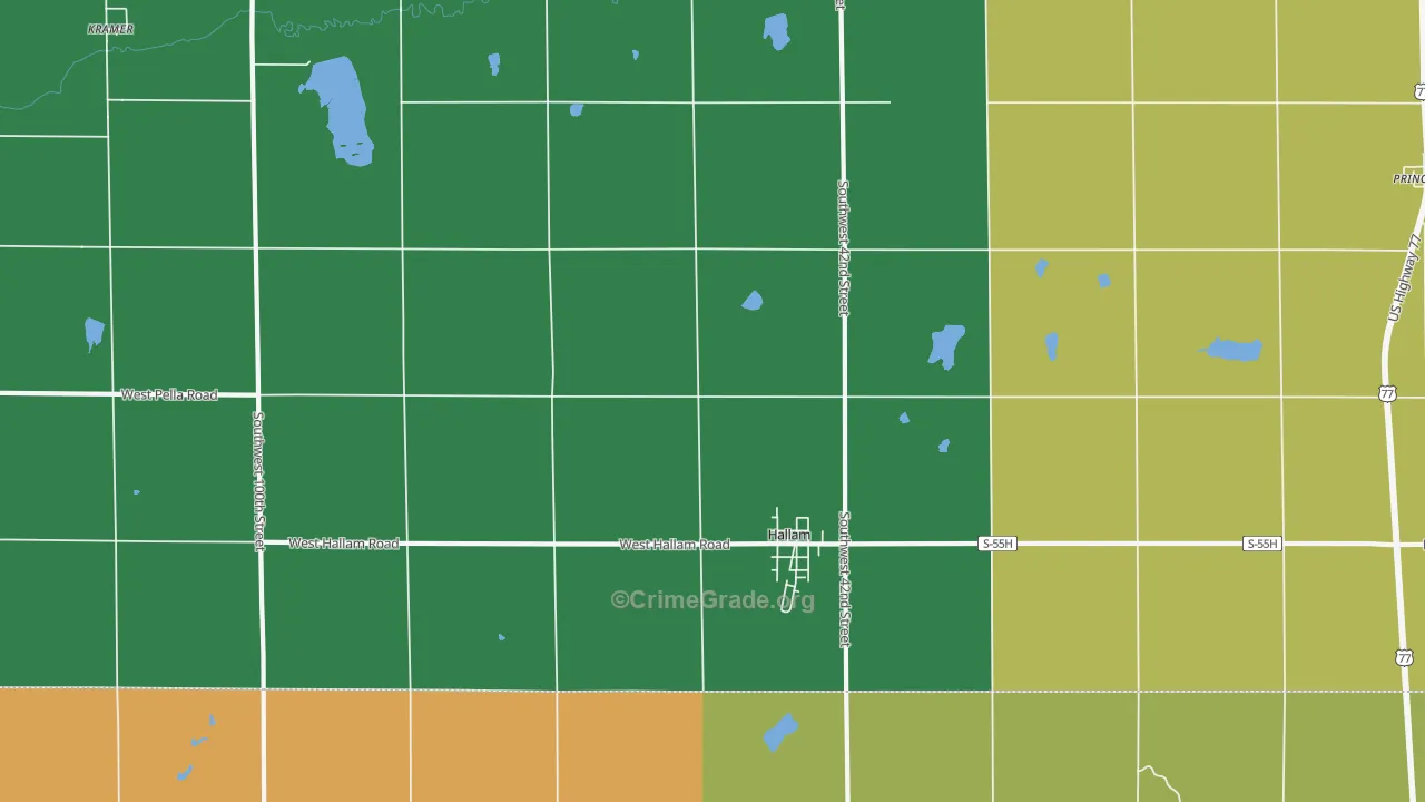 Hallam, NE Map of Murder Rates