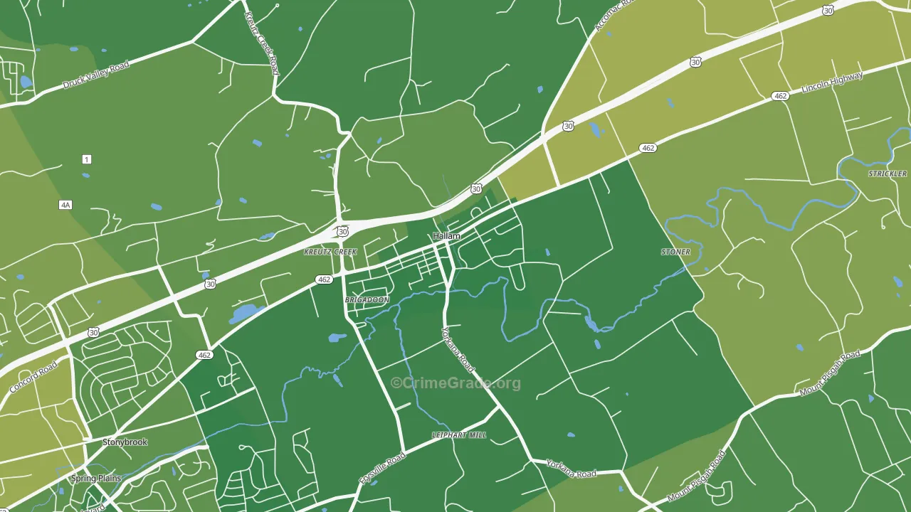 Hallam, PA Map of Murder Rates