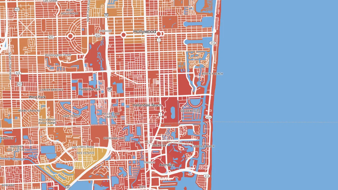 Hallandale Beach, FL Map of Murder Rates