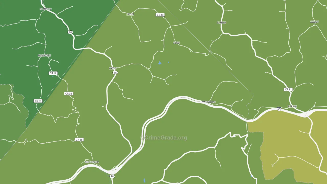 Hallburg, WV Map of Murder Rates