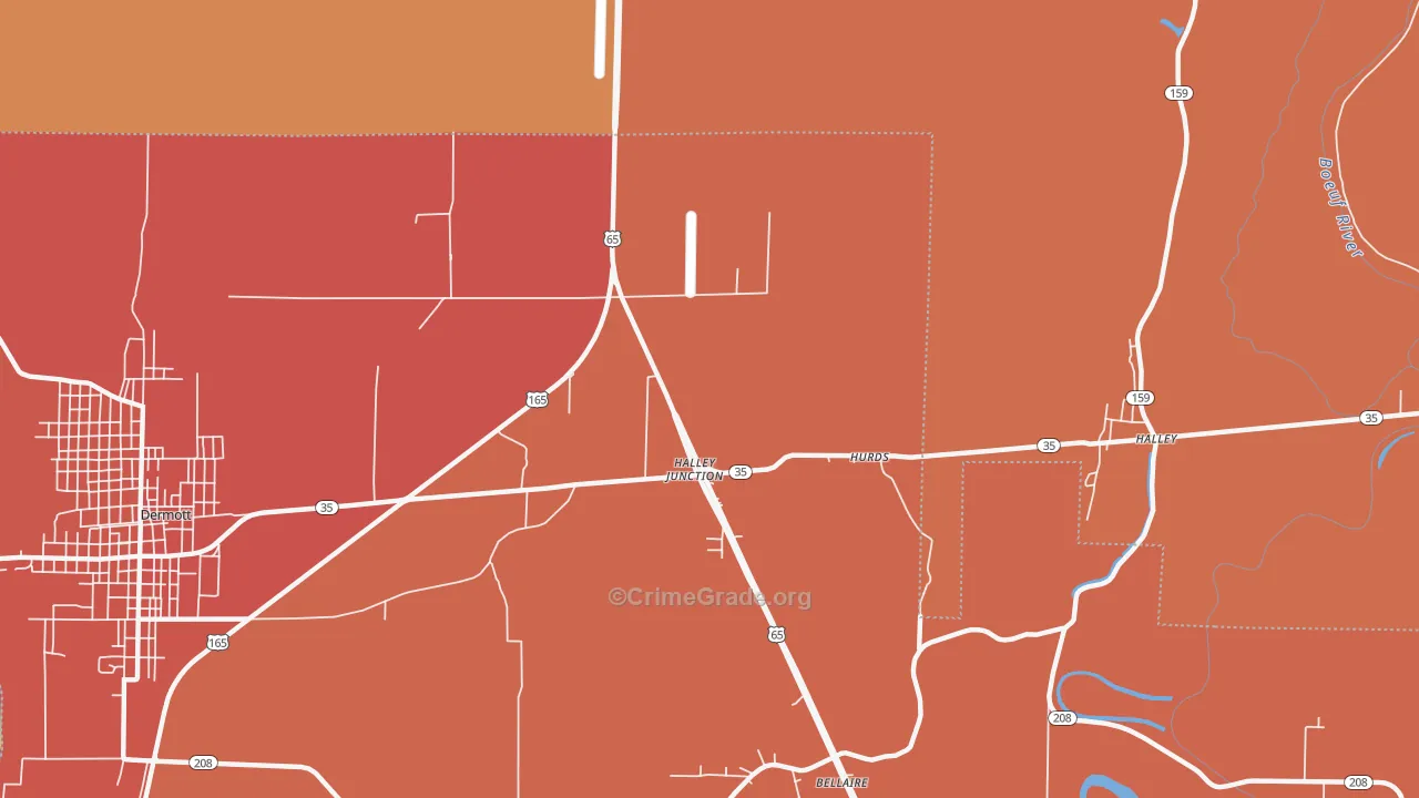Halley Junction, AR Map of Murder Rates
