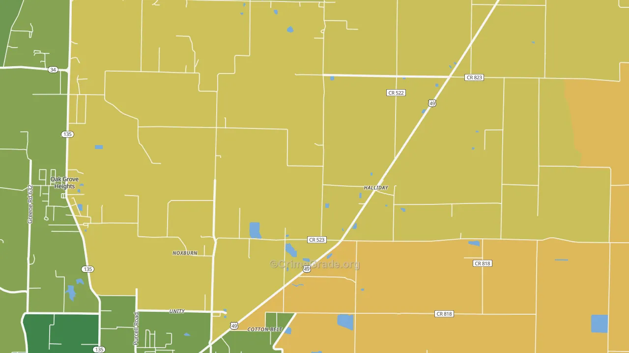 Halliday, AR Map of Murder Rates