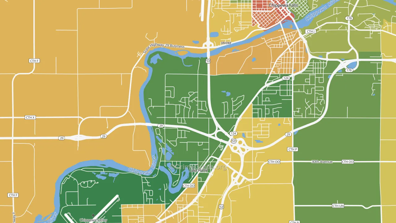 Hallie, WI Map of Murder Rates