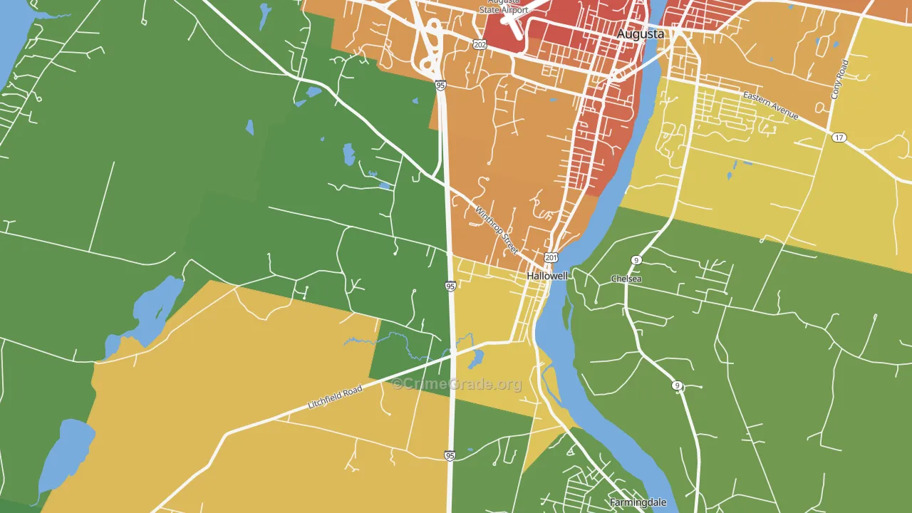 Hallowell, ME Map of Murder Rates