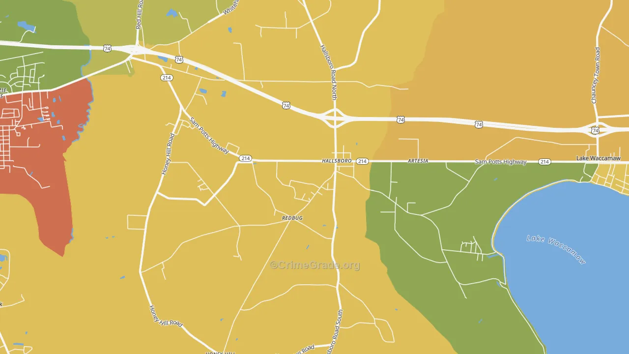 Hallsboro, NC Map of Murder Rates