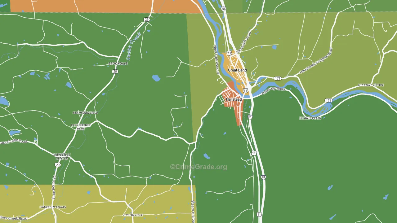 Hallstead, PA Map of Murder Rates