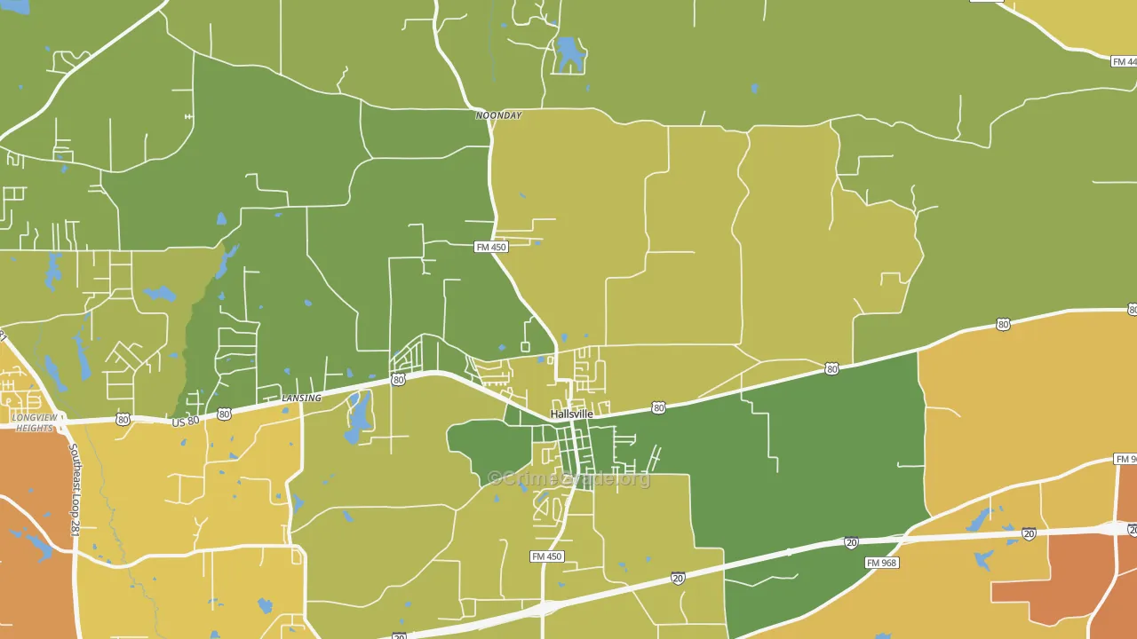 Hallsville, TX Map of Murder Rates