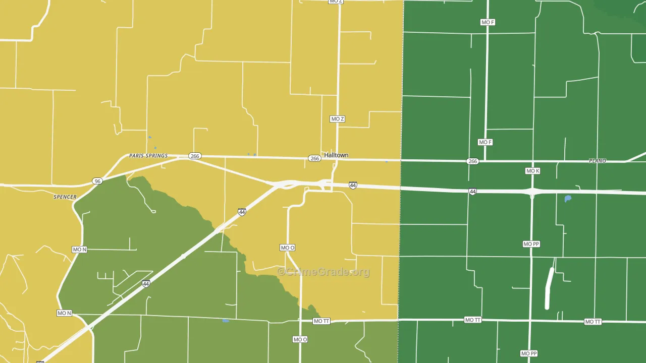 Halltown, MO Map of Murder Rates