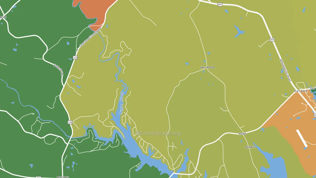 Hallwood, GA Map of Murder Rates