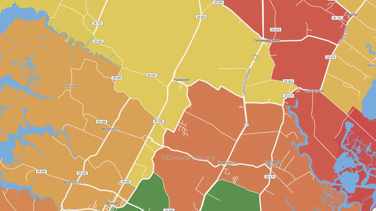 Hallwood, VA Map of Murder Rates