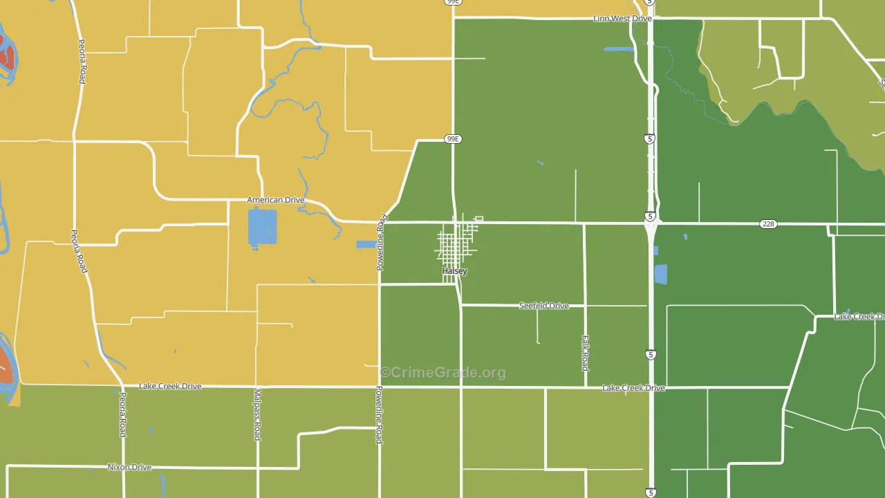 Halsey, OR Map of Murder Rates
