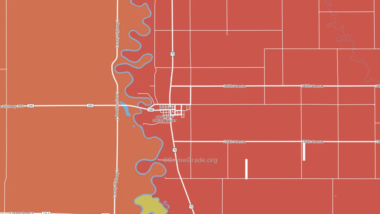Halstad, MN Map of Murder Rates