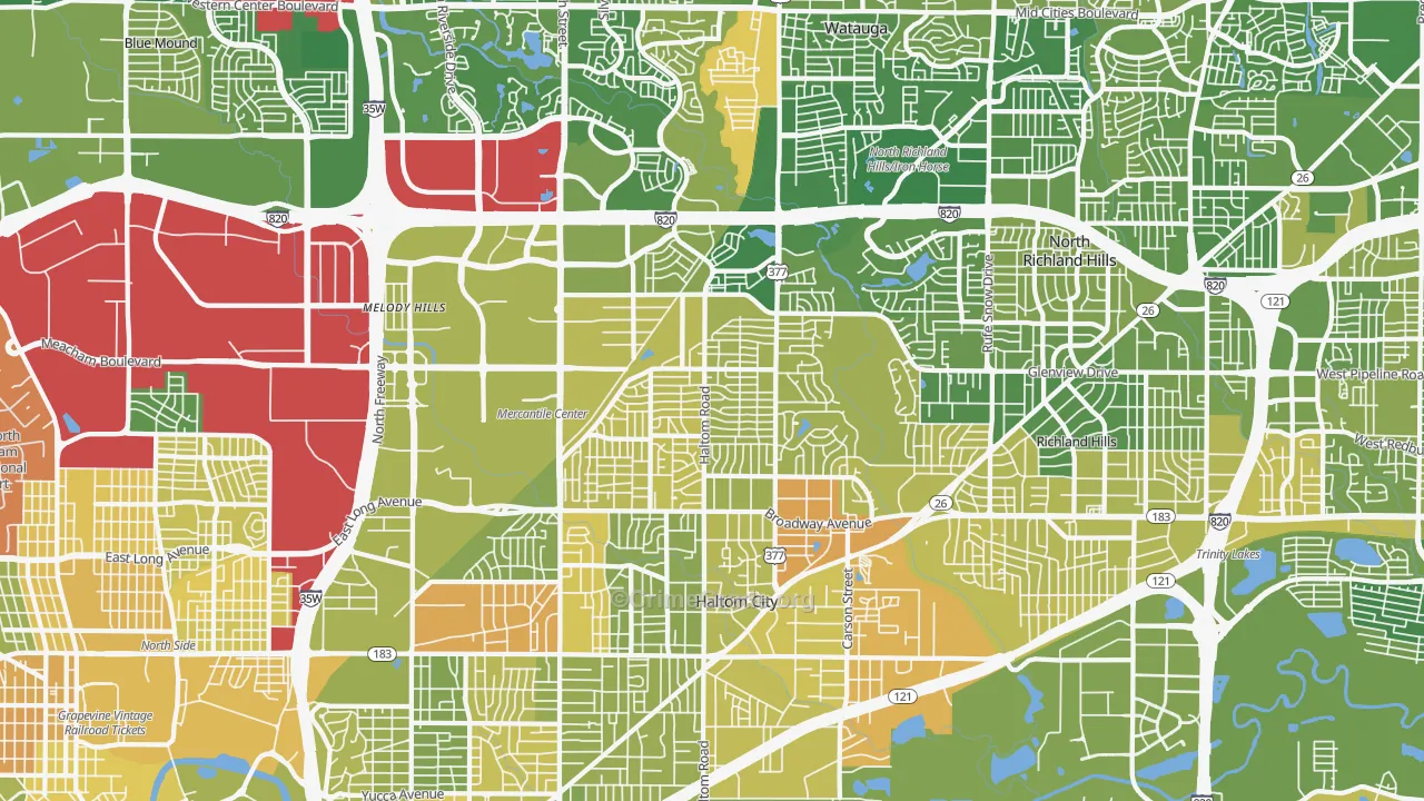 Haltom City, TX Map of Murder Rates