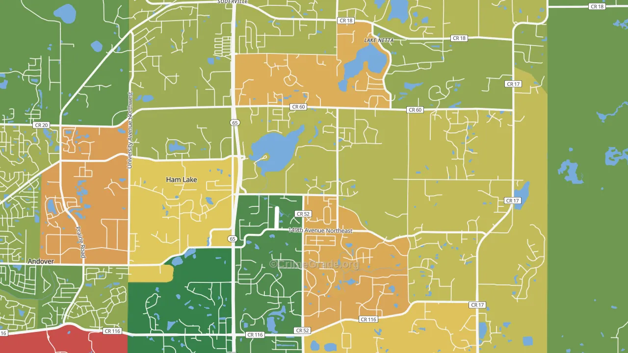 Ham Lake, MN Map of Murder Rates