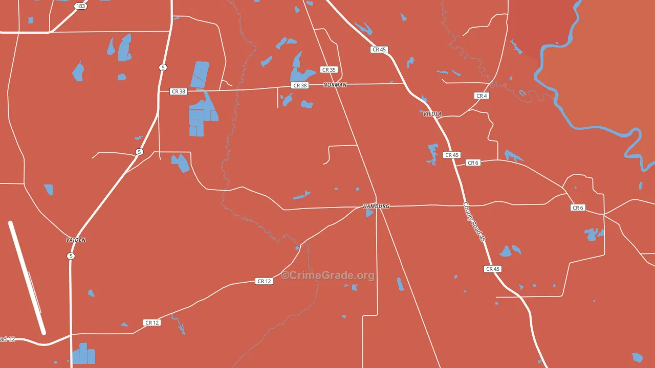 Hamburg, AL Map of Murder Rates