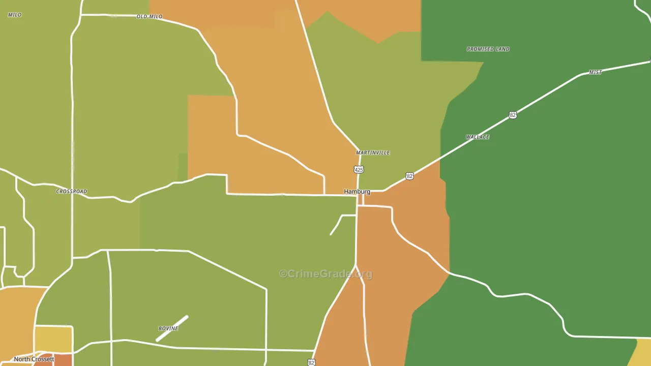 Hamburg, AR Map of Murder Rates