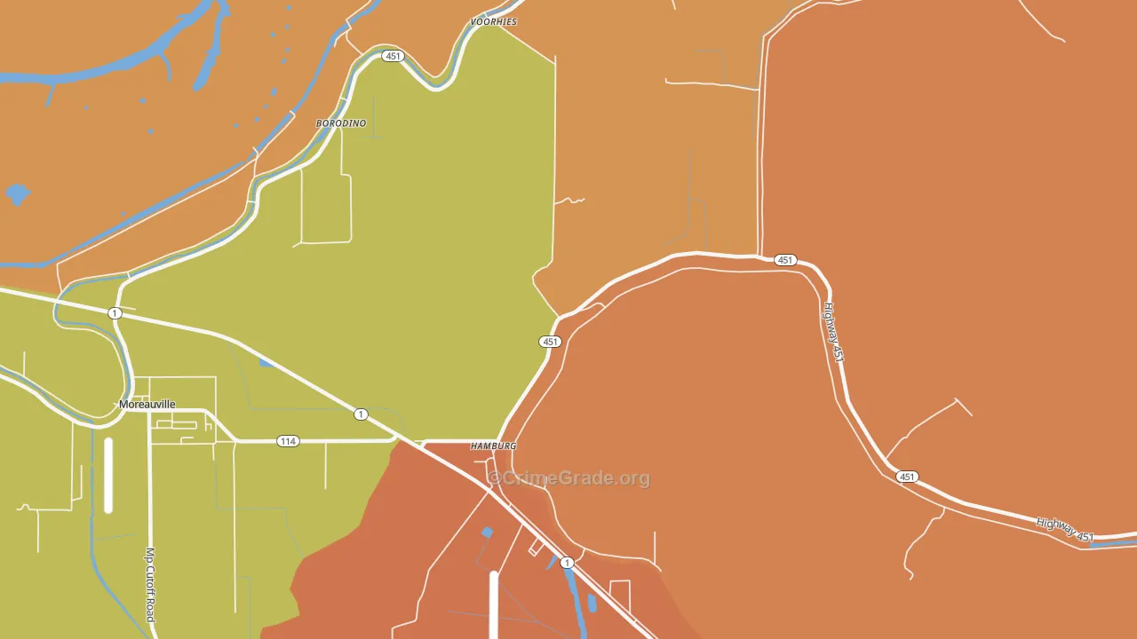 Hamburg, LA Map of Murder Rates