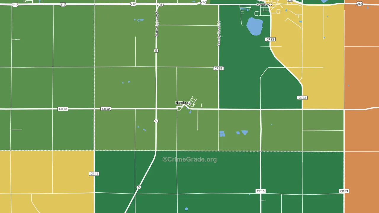 Hamburg, MN Map of Murder Rates
