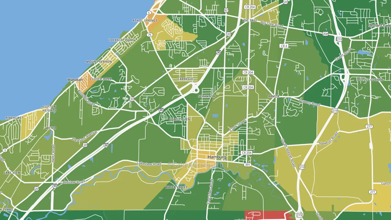 Hamburg, NY Map of Murder Rates