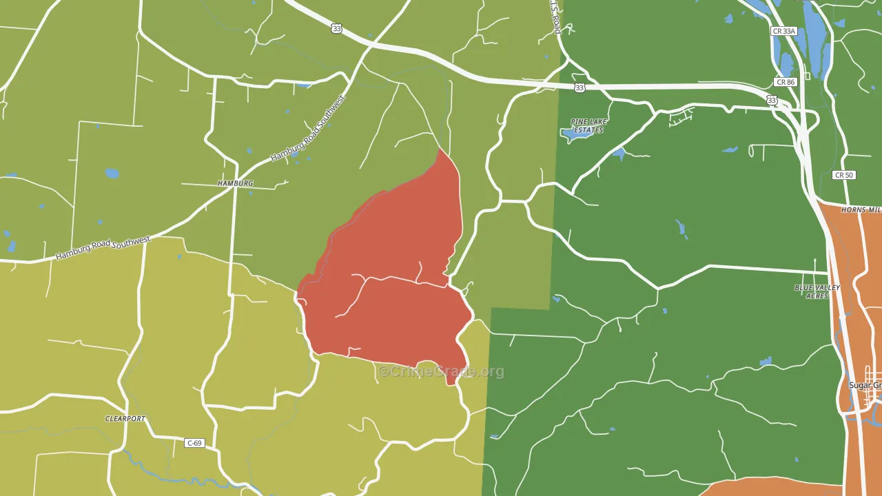 Hamburg, OH Map of Murder Rates