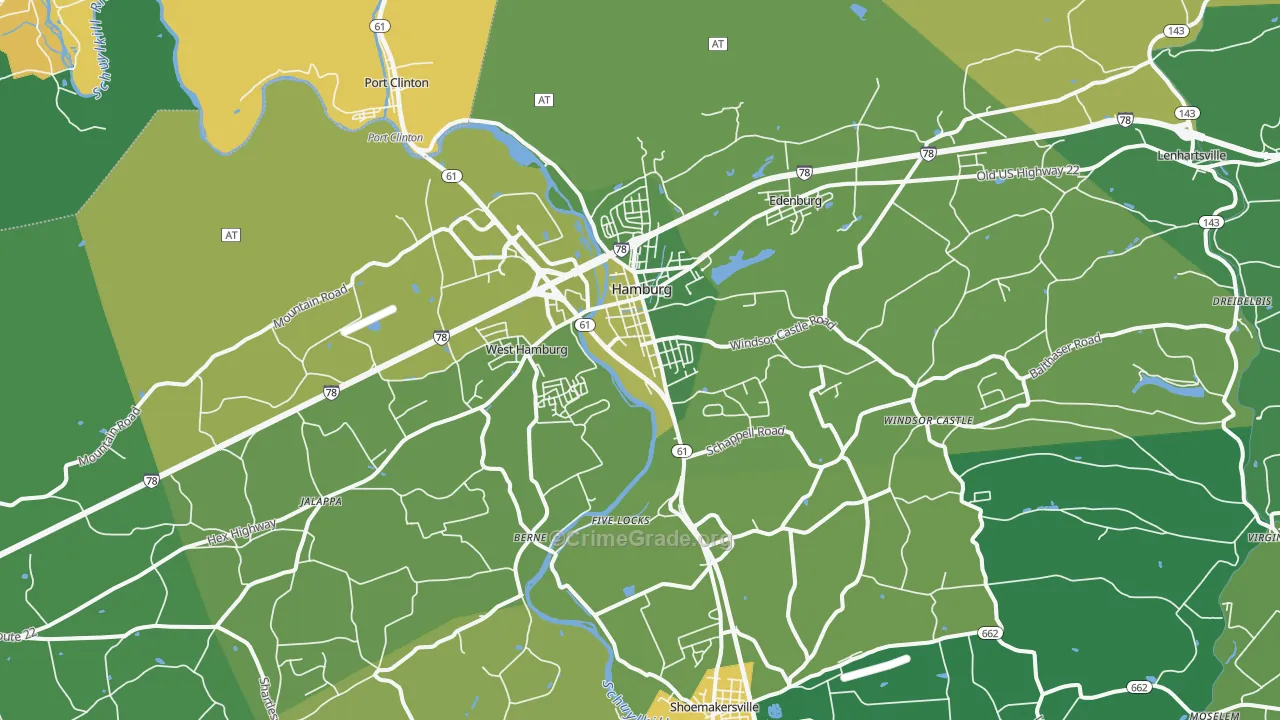 Hamburg, PA Map of Murder Rates