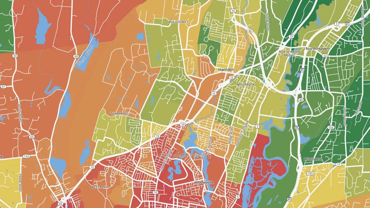 Hamden, CT Map of Murder Rates