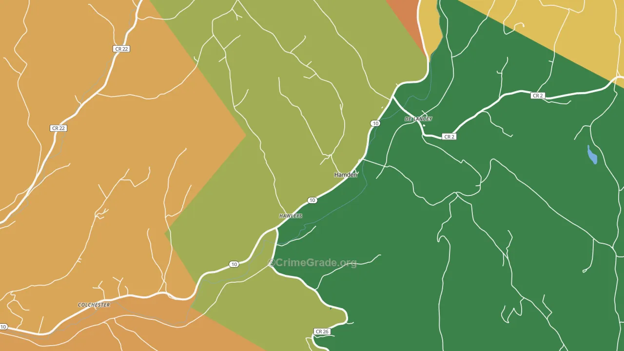 Hamden, NY Map of Murder Rates