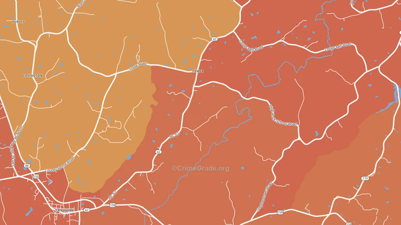 Hamer, NC Map of Murder Rates