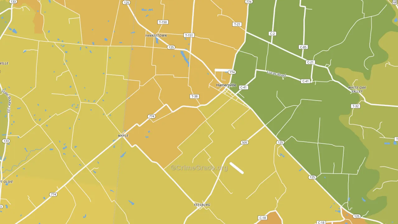 Hamersville, OH Map of Murder Rates